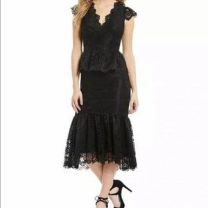 Antonio Melani Archer Black Lace Midi Dress Size 0 NWT